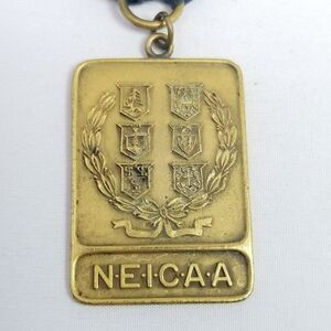 Vintage Official NEICAA Ribbon Pendant Charm Brooch, Gold Tone Signed Balfour